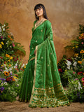 Monjolika Fashion Green Tussar Silk Blend woven Work Saree - Distacart