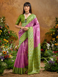 Monjolika Fashion Woven Work Silk Blend Lilac Saree - Distacart