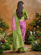 Monjolika Fashion Woven Work Silk Blend Lilac Saree - Distacart