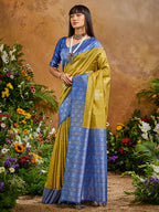 Monjolika Fashion Woven Work Silk Blend Mustard Saree - Distacart