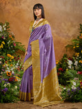 Monjolika Fashion Woven Work Silk Blend Lavender Saree - Distacart