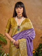 Monjolika Fashion Woven Work Silk Blend Lavender Saree - Distacart