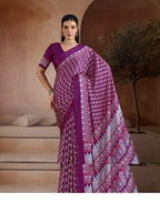 Monjolika Fashion Purple Printed Satin Saree - Distacart