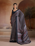 Monjolika Fashion Black Printed Satin Saree - Distacart