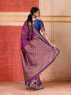 Monjolika Fashion Silk Blend woven Work Magenta Saree - Distacart
