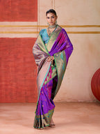 Monjolika Fashion Silk Blend woven Work Purple Saree - Distacart