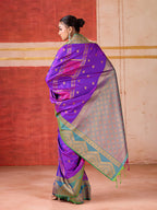 Monjolika Fashion Silk Blend woven Work Purple Saree - Distacart