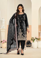 Monjolika Fashion Black Velvet Embroidered Salwar Kameez - Distacart
