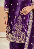 Monjolika Fashion Purple Velvet Embroidered Salwar Kameez - Distacart
