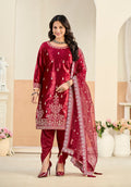 Monjolika Fashion Maroon Velvet Embroidered Salwar Kameez - Distacart