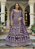 Monjolika Fashion Purple Embroidered Net Gown with Dupatta - Distacart