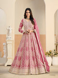 Monjolika Fashion Faux Georgette Embroidered Pink Anarkali Salwar Kameez - Distacart