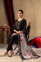 Pramukh Fab Black Color Roman Silk Kurta Set - Distacart