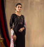Pramukh Fab Black Color Roman Silk Kurta Set - Distacart