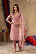 Pramukh Fab Onion Pink Shimmer Gold Silk Color Kurta Set - Distacart