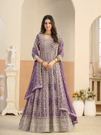 Monjolika Fashion Faux Georgette Lavender Embroidered Anarkali Salwar Kameez - Distacart