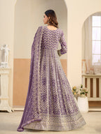 Monjolika Fashion Faux Georgette Lavender Embroidered Anarkali Salwar Kameez - Distacart