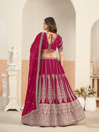 Monjolika Fashion Rani Pink Faux Georgette Embroidered Lehenga Choli - Distacart
