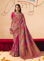 Monjolika Fashion Rani Pink Embroidered Silk Blend Saree - Distacart