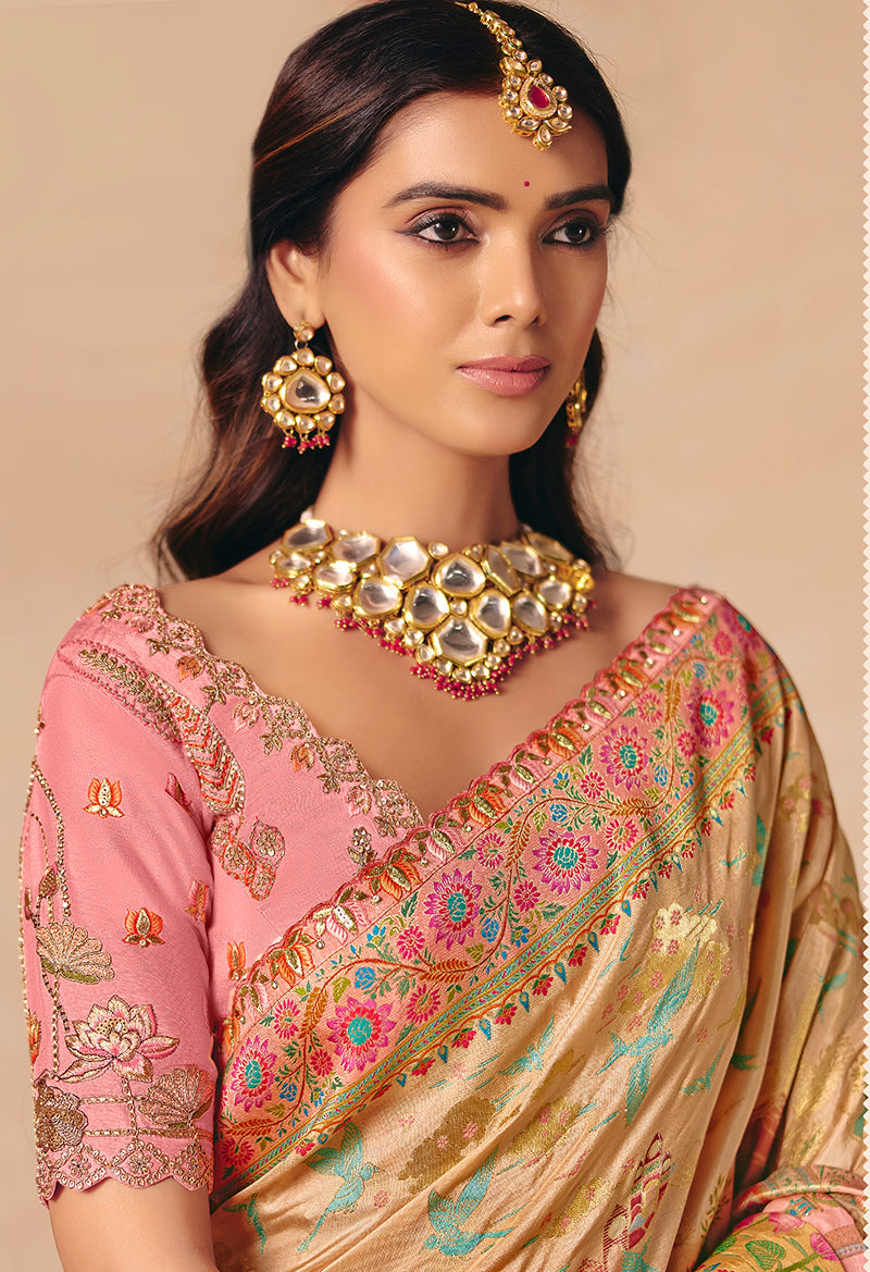 Monjolika Fashion Multicolor Embroidered Silk Blend Saree - Distacart