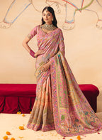 Monjolika Fashion Pink Embroidered Silk Blend Saree - Distacart