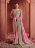 Monjolika Fashion Pink Silk Blend Embroidered Saree - Distacart