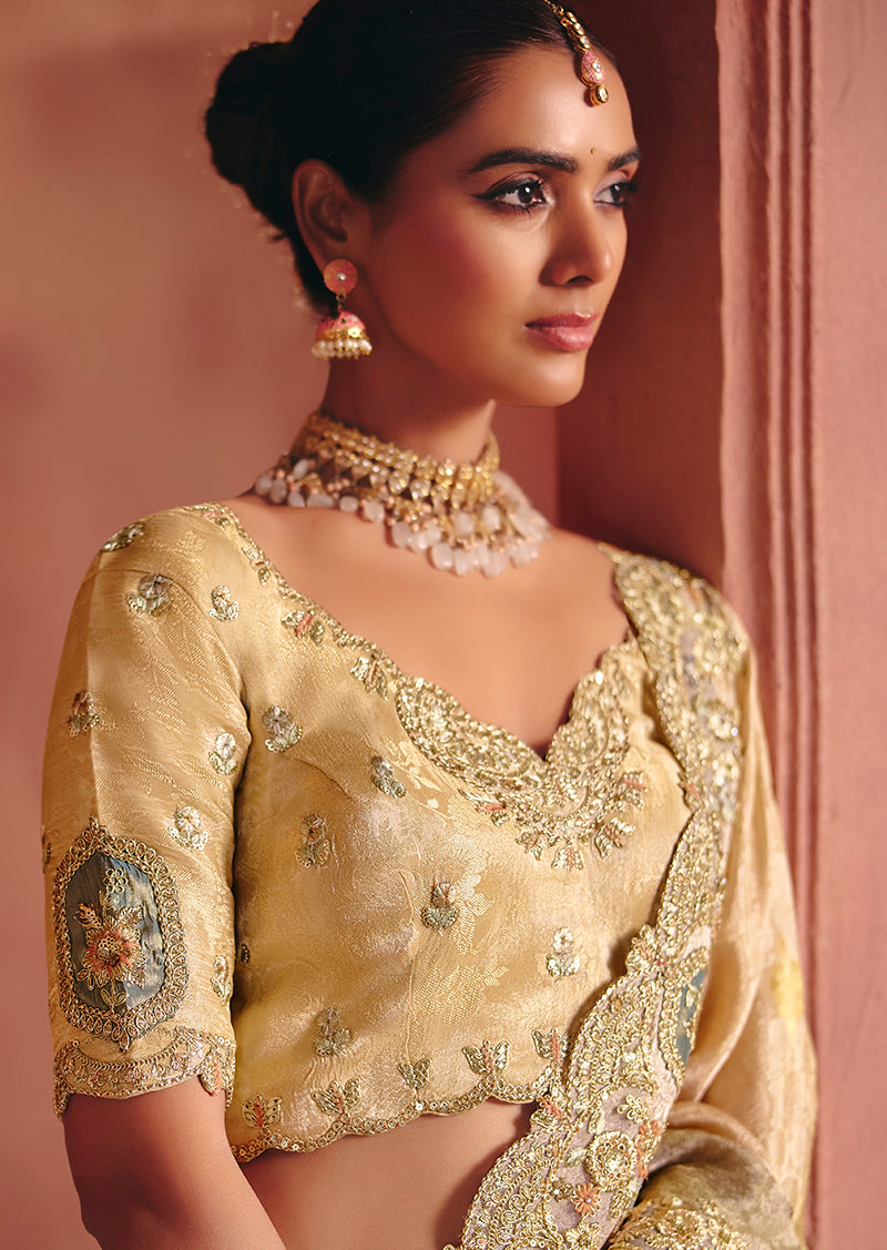 Monjolika Fashion Jacquard Multicolor Embroidered Wedding Saree - Distacart