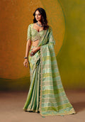 Monjolika Fashion Sea Green Embroidered Jacquard Saree - Distacart
