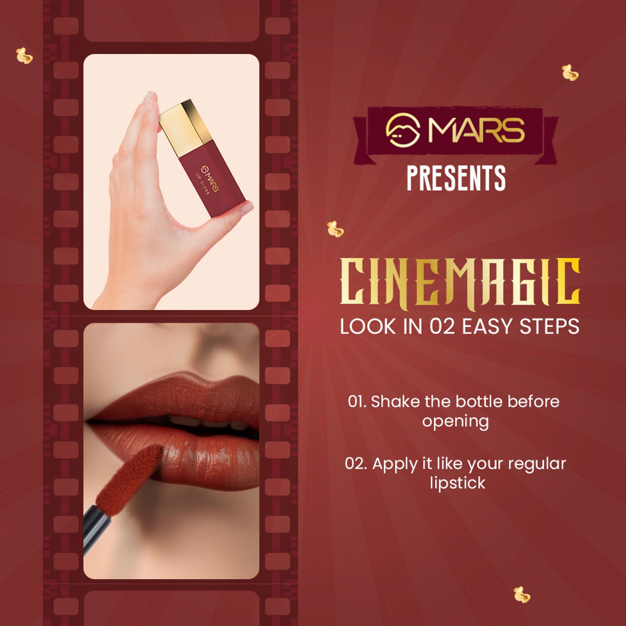 MARS Cosmetics CineMagic Colored Lip Gloss - 03 Gulabo