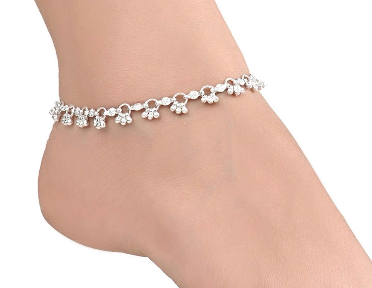 AanyaCentric Silver Plated Traditional Anklets Payal - Classic and Stylish for Women and Girls - Distacart