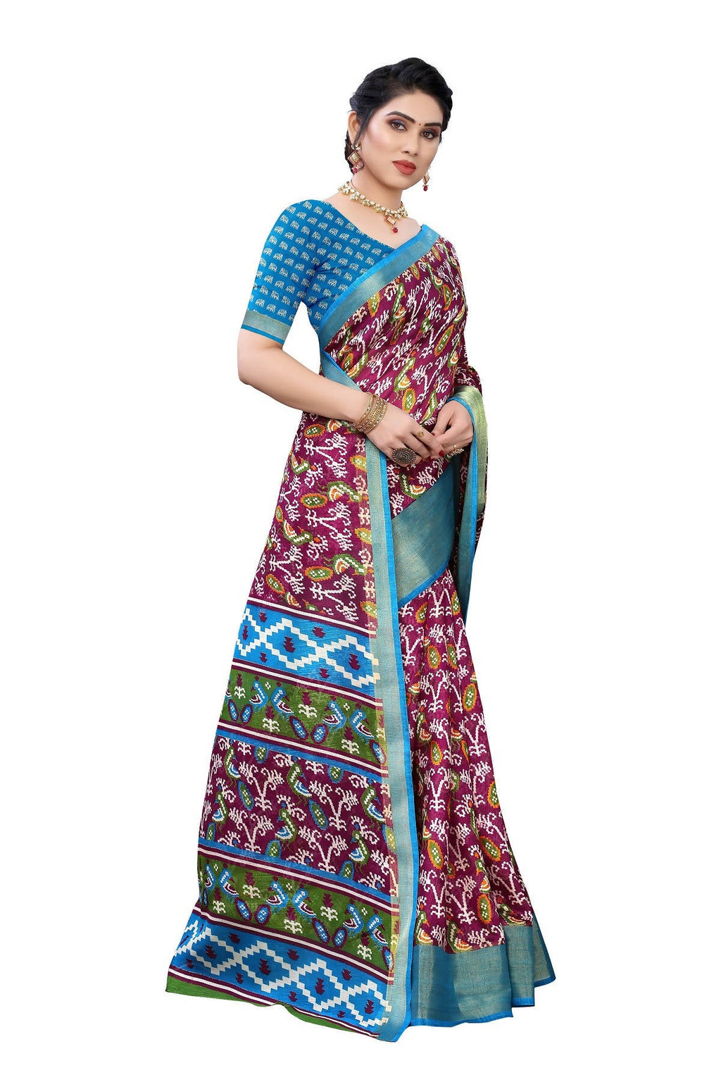 Vamika Beautiful Purple Linen Jari Border Saree (JANKI PURPLE) - Distacart