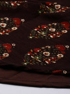 Souchii Women Brown & Red Floral Printed Block Print Kurta - Distacart