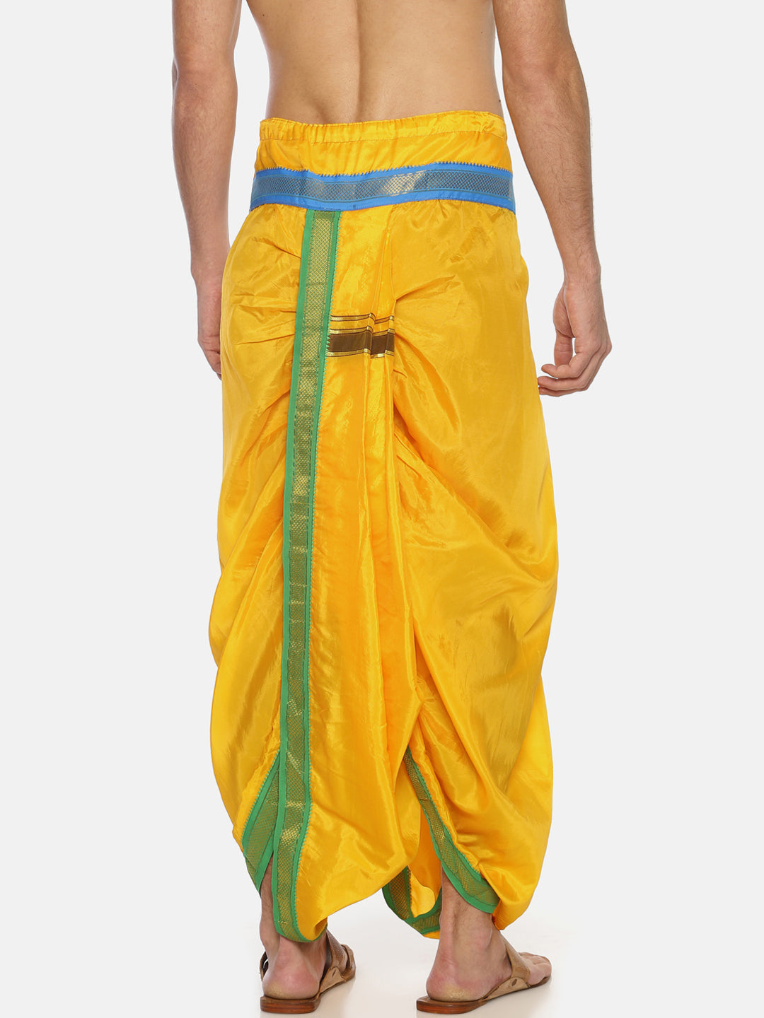 Sethukrishna Men Yellow Solid Double Layer Readymade Dhoti Pant - Distacart