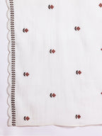 Indo Era Floral Embroidered Thread Work Pure Cotton Kurta with Trousers & With Dupatta - Distacart