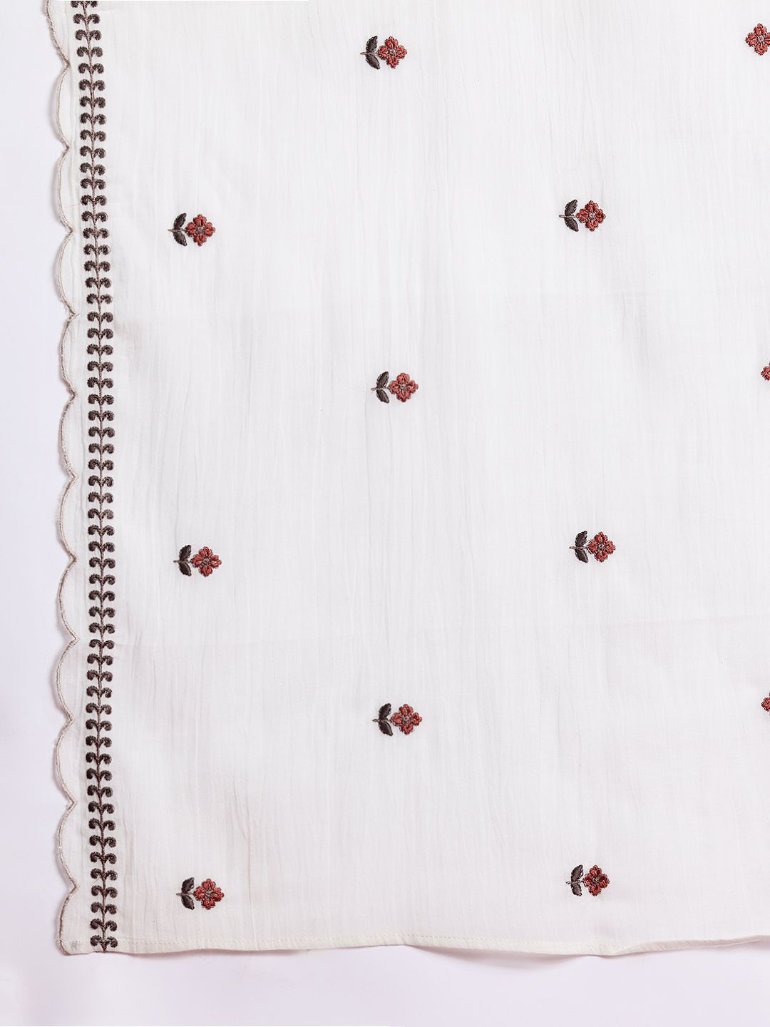 Indo Era Floral Embroidered Thread Work Pure Cotton Kurta with Trousers & With Dupatta - Distacart