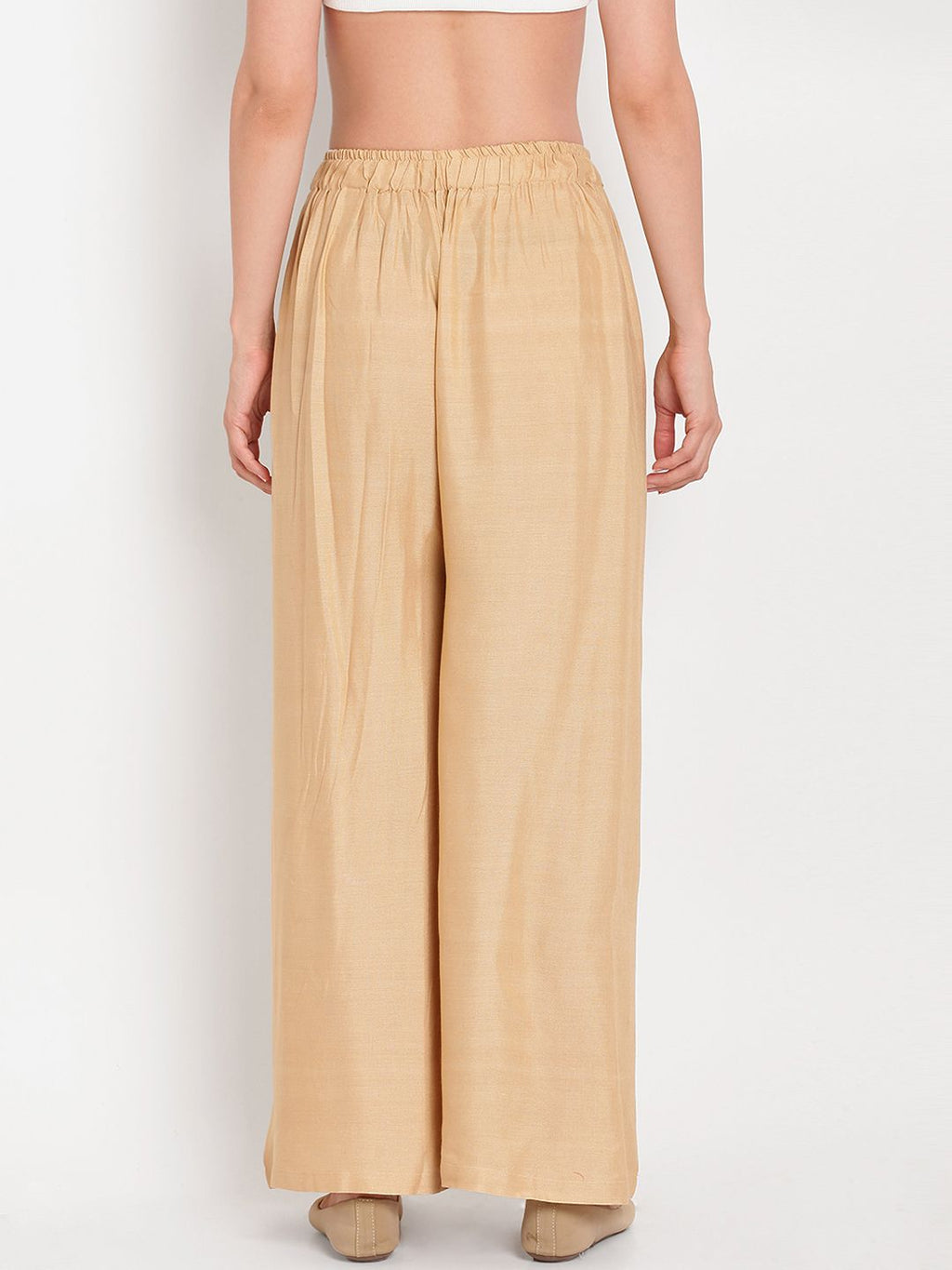 TAG 7 Women Pack Of 2 Black & Beige Solid Flared Palazzos