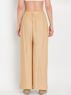 TAG 7 Women Pack Of 2 Black & Beige Solid Flared Palazzos