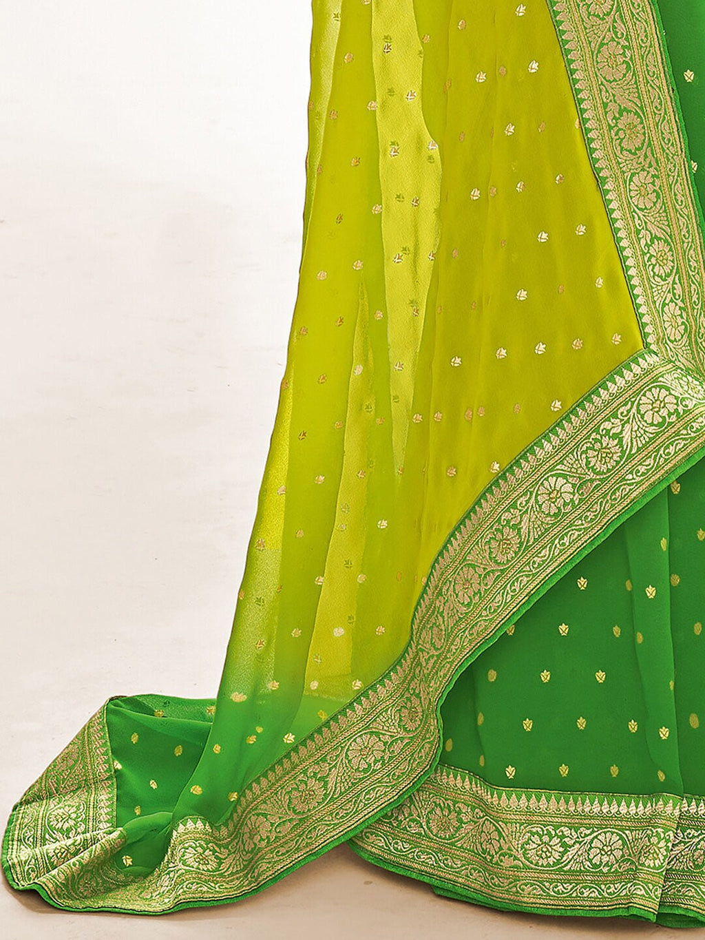 Saree Mall Green & Yellow Ethnic Motifs Embroidered Silk Blend Mangalagiri Sarees