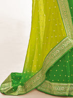 Saree Mall Green & Yellow Ethnic Motifs Embroidered Silk Blend Mangalagiri Sarees