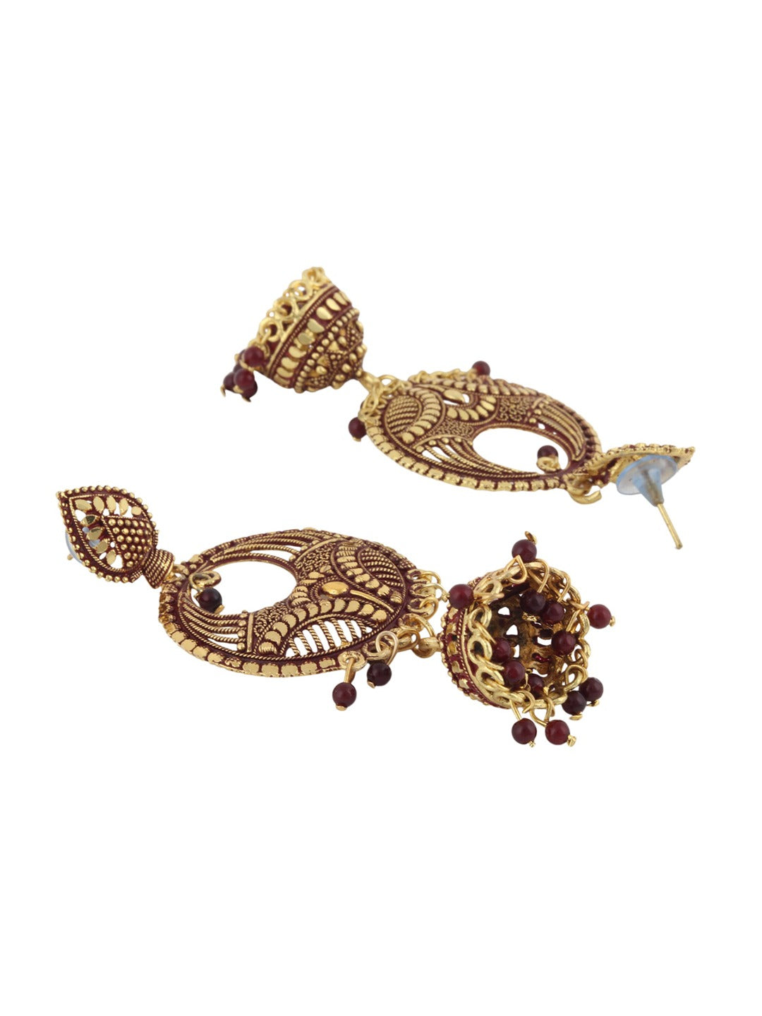 Gold-Plated Alloy Designer Brass Jhumki Earrings - The Pari - Distacart