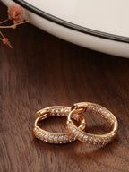 Shining Diva Rose Gold Contemporary Hoop Earrings - Distacart