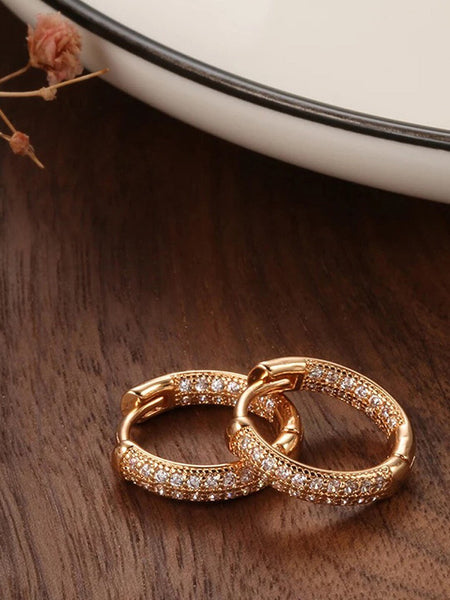 Shining Diva Rose Gold Contemporary Hoop Earrings