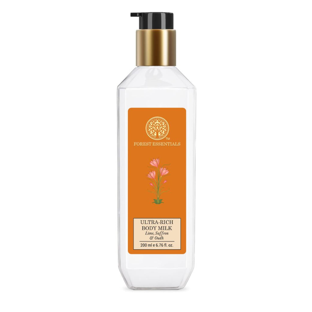 Forest Essentials Ultra-Rich Body Milk Lime Saffron & Oudh - Distacart