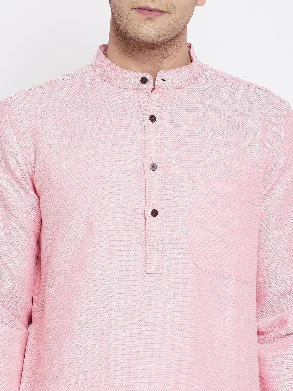 Even Apparels Pink Pure Cotton Men's Kurta With Band Collar - Distacart