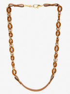 Women's Pack Of 2 Brown Gold Toned Beaded Mask Chains - Ruby Raang - Distacart