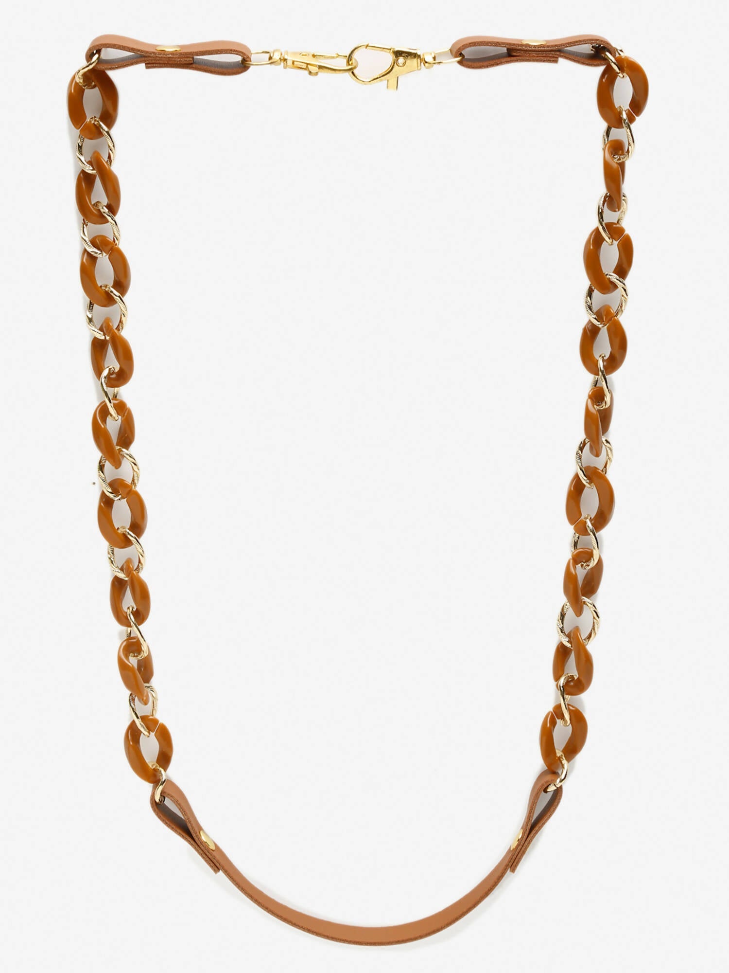 Women's Pack Of 2 Brown Gold Toned Beaded Mask Chains - Ruby Raang - Distacart