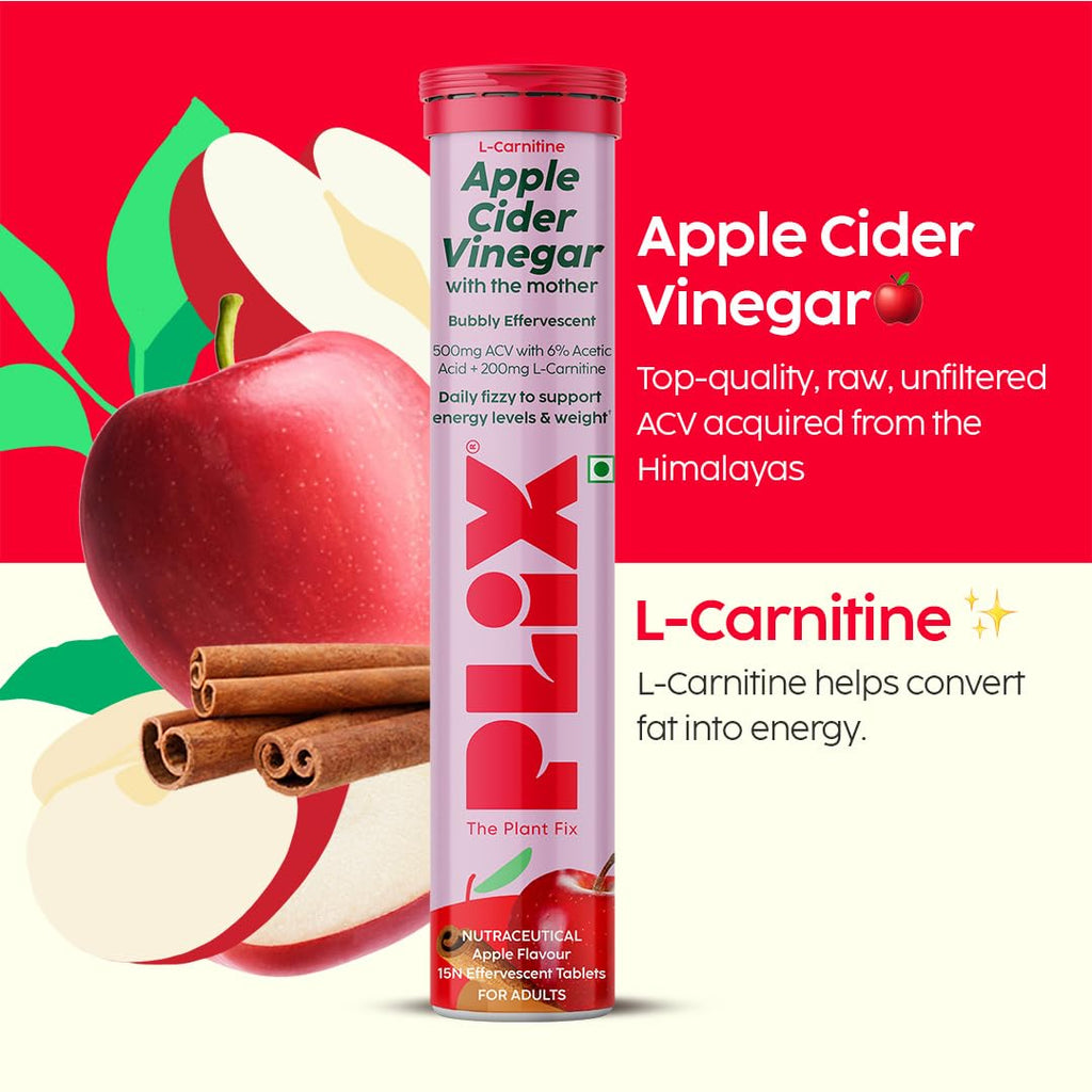 PLIX The Plant Fix L-Carnitine ACV Effervescent Tablets - Apple Burst - Distacart