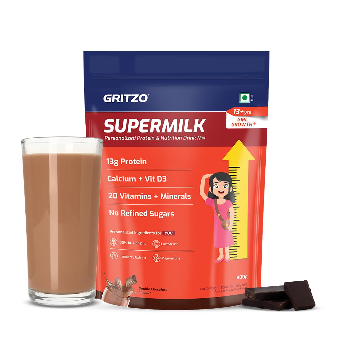 Gritzo Supermilk Height+ Health Drink For 13+Y Girls - Double Chocolate
