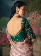 Monjolika Fashion Fancy Fabric Embroidered Saree in Dusty Pink - Distacart