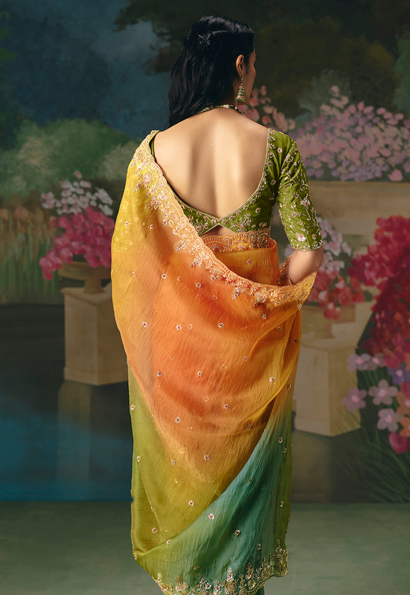 Monjolika Fashion Fancy Fabric Embroidered Saree in Multicolor - Distacart